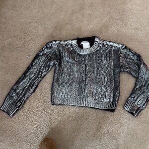 DKNY Metallic Black and Silver Sweater
